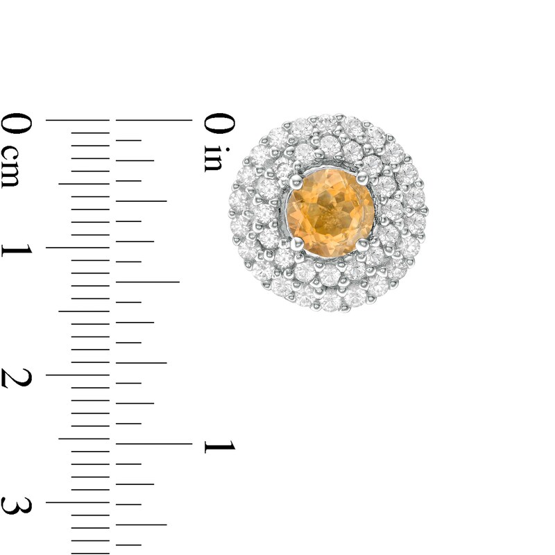 5.0mm Citrine and Lab-Created White Sapphire Double Frame Stud Earrings in Sterling Silver