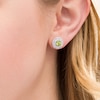 Thumbnail Image 1 of 5.0mm Peridot and Lab-Created White Sapphire Double Frame Stud Earrings in Sterling Silver