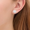 Thumbnail Image 1 of 5.0mm Lab-Created Opal and White Sapphire Double Frame Stud Earrings in Sterling Silver