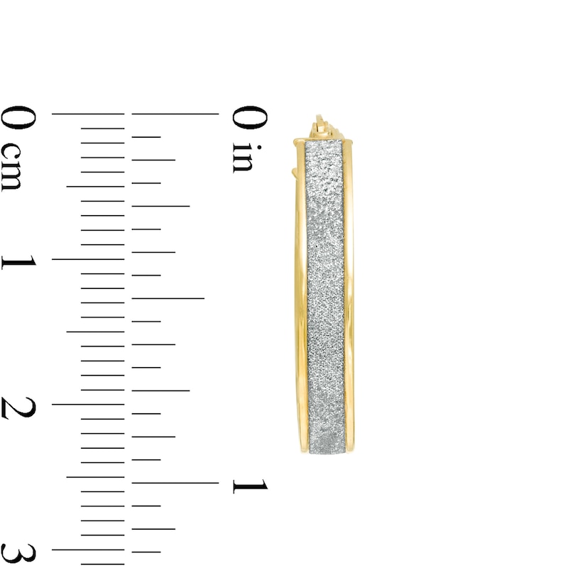 Main Image 3 of Glitter Enamel Oval Hoop Earrings in 14K Gold