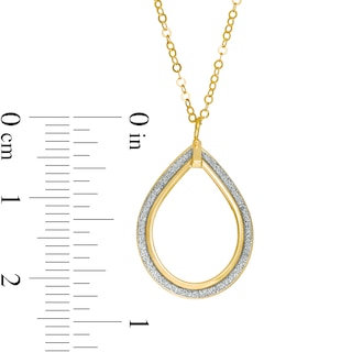 Glitter Enamel Open Teardrop Pendant in 14K Gold
