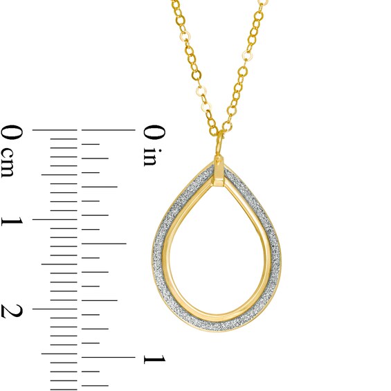 Glitter Enamel Open Teardrop Pendant in 14K Gold
