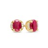 Thumbnail Image 1 of Oval Ruby and 0.04 CT. T.W. Diamond Collar Stud Earrings in 10K Gold