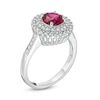 Thumbnail Image 2 of 6.5mm Lab-Created Ruby and White Sapphire Double Frame Ring in Sterling Silver