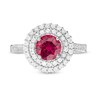 6.5mm Lab-Created Ruby and White Sapphire Double Frame Ring in Sterling Silver