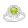 6.5mm Peridot and Lab-Created White Sapphire Double Frame Ring in Sterling Silver