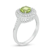 Thumbnail Image 2 of 6.5mm Peridot and Lab-Created White Sapphire Double Frame Ring in Sterling Silver