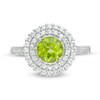 6.5mm Peridot and Lab-Created White Sapphire Double Frame Ring in Sterling Silver