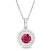 Thumbnail Image 0 of 6.5mm Lab-Created Ruby and White Sapphire Double Frame Pendant in Sterling Silver