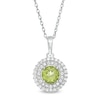 Thumbnail Image 0 of 6.5mm Peridot and Lab-Created White Sapphire Double Frame Pendant in Sterling Silver