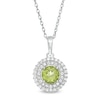 6.5mm Peridot and Lab-Created White Sapphire Double Frame Pendant in Sterling Silver