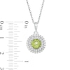 Thumbnail Image 2 of 6.5mm Peridot and Lab-Created White Sapphire Double Frame Pendant in Sterling Silver