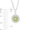 6.5mm Peridot and Lab-Created White Sapphire Double Frame Pendant in Sterling Silver