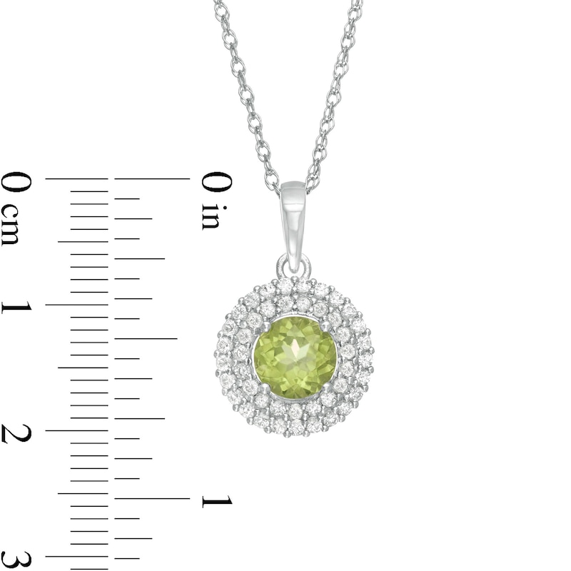 6.5mm Peridot and Lab-Created White Sapphire Double Frame Pendant in Sterling Silver