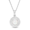 Thumbnail Image 1 of 6.5mm Lab-Created Opal and White Sapphire Double Frame Pendant in Sterling Silver