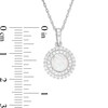 Thumbnail Image 2 of 6.5mm Lab-Created Opal and White Sapphire Double Frame Pendant in Sterling Silver