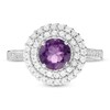 Thumbnail Image 3 of 6.5mm Amethyst and Lab-Created White Sapphire Double Frame Ring in Sterling Silver