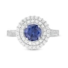 6.5mm Lab-Created White Sapphire Double Frame Ring in Sterling Silver