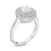 6.5mm Lab-Created Opal and White Sapphire Double Frame Ring in Sterling Silver