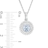 Thumbnail Image 2 of 6.5mm Lab-Created Blue Spinel and White Sapphire Double Frame Pendant in Sterling Silver