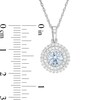 Thumbnail Image 2 of 6.5mm Lab-Created Blue Spinel and White Sapphire Double Frame Pendant in Sterling Silver