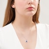 Thumbnail Image 1 of 6.5mm Lab-Created Blue and White Sapphire Double Frame Pendant in Sterling Silver