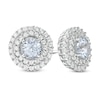 Thumbnail Image 1 of 5.0mm Lab-Created Blue Spinel and White Sapphire Double Frame Stud Earrings in Sterling Silver