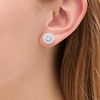 Thumbnail Image 2 of 5.0mm Lab-Created Blue Spinel and White Sapphire Double Frame Stud Earrings in Sterling Silver