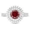 6.5mm Garnet and Lab-Created White Sapphire Double Frame Ring in Sterling Silver