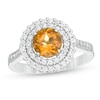 Thumbnail Image 0 of 6.5mm Citrine and Lab-Created White Sapphire Double Frame Ring in Sterling Silver