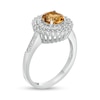 Thumbnail Image 2 of 6.5mm Citrine and Lab-Created White Sapphire Double Frame Ring in Sterling Silver