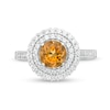 6.5mm Citrine and Lab-Created White Sapphire Double Frame Ring in Sterling Silver