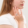 Thumbnail Image 2 of 6.5mm Swiss Blue Topaz and Lab-Created White Sapphire Double Frame Ring in Sterling Silver