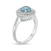 Thumbnail Image 3 of 6.5mm Swiss Blue Topaz and Lab-Created White Sapphire Double Frame Ring in Sterling Silver