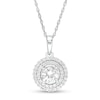 Thumbnail Image 1 of 6.5mm Lab-Created White Sapphire Double Frame Pendant in Sterling Silver