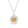 Thumbnail Image 0 of 6.5mm Citrine and Lab-Created White Sapphire Double Frame Pendant in Sterling Silver