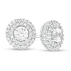 Thumbnail Image 0 of 5.0mm Lab-Created White Sapphire Double Frame Stud Earrings in Sterling Silver
