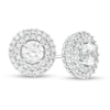 Thumbnail Image 1 of 5.0mm Lab-Created White Sapphire Double Frame Stud Earrings in Sterling Silver