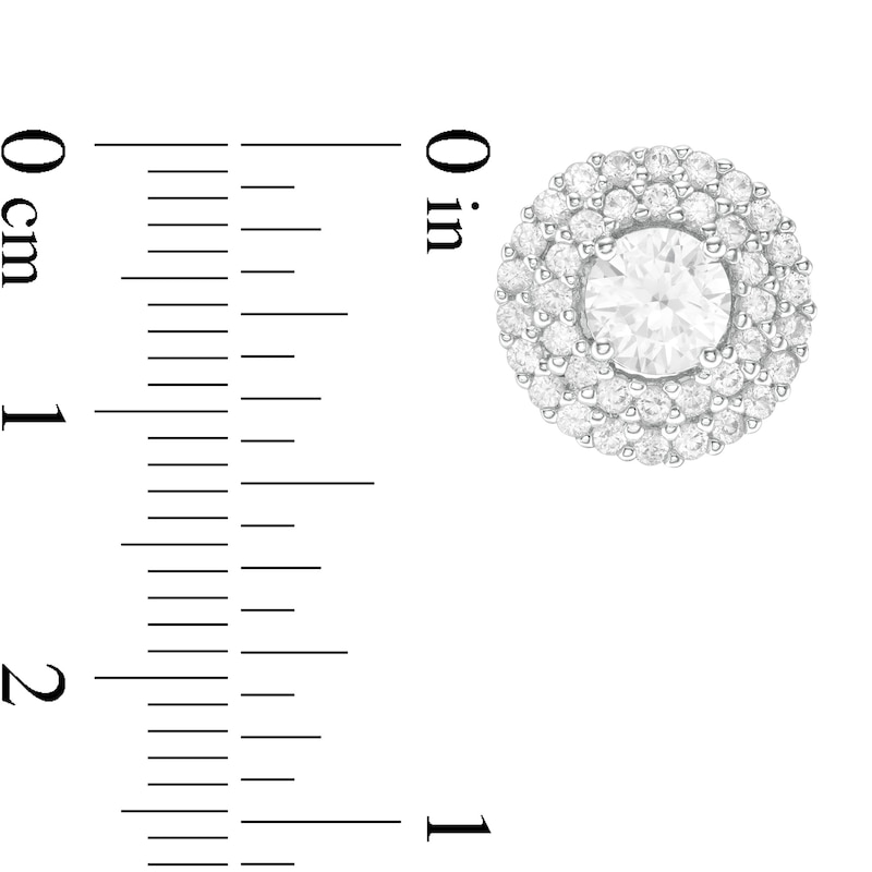 5.0mm Lab-Created White Sapphire Double Frame Stud Earrings in Sterling Silver