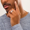 Thumbnail Image 2 of Men's 0.18 CT. T.W. Black and White Diamond Slant Five Stone Anniversary Band in Sterling Silver