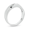 Thumbnail Image 2 of Men's 0.18 CT. T.W. Black and White Diamond Slant Five Stone Anniversary Band in Sterling Silver