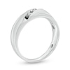 Thumbnail Image 3 of Men's 0.18 CT. T.W. Black and White Diamond Slant Five Stone Anniversary Band in Sterling Silver