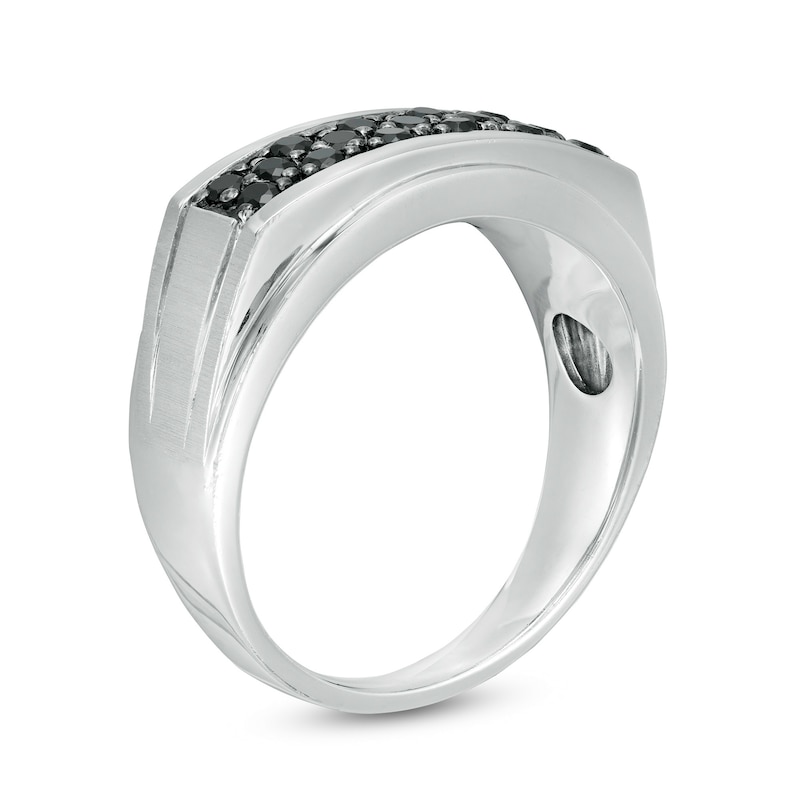 Men's 0.45 CT. T.W. Black Diamond Zig-Zag Anniversary Band in Sterling Silver