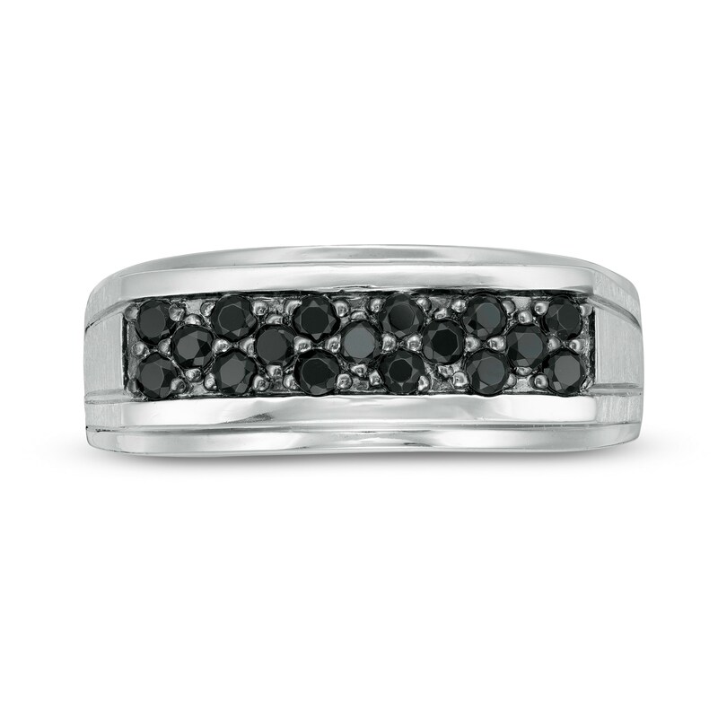 Main Image 4 of 0.45 CT. T.W. Black Diamond Zig-Zag Anniversary Band in Sterling Silver