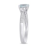 Thumbnail Image 3 of 6.0mm Aquamarine, Lab-Created White Sapphire and 0.04 CT. T.W. Diamond Three Stone Engagement Ring in 10K White Gold