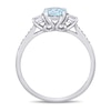 Thumbnail Image 3 of 6.0mm Aquamarine, Lab-Created White Sapphire and 0.04 CT. T.W. Diamond Three Stone Engagement Ring in 10K White Gold