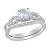 Thumbnail Image 0 of 6.0mm Aquamarine and 0.148 CT. T.W. Diamond Infinity Shank Bridal Set in 10K White Gold