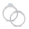 Thumbnail Image 3 of 6.0mm Aquamarine and 0.148 CT. T.W. Diamond Infinity Shank Bridal Set in 10K White Gold