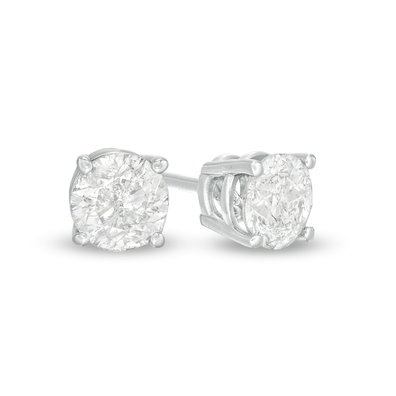 0.58 CT. T.W. Certified Canadian Diamond Solitaire Stud Earrings in 10K White Gold (I/I3)|Peoples Jewellers