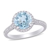 Thumbnail Image 1 of 8.0mm Aquamarine and 0.23 CT. T.W. Diamond Frame Engagement Ring in 14K White Gold